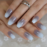 Fantasy Nails Series Pink Purle Short Chrome Holographic Press On Nails Square Natural Shape Charming Manicure Tips 24