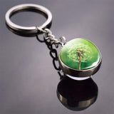 Dandelion Keychain Dandelion Art Picture Glass Ball Key Chains Double Side Cabochon Glass Pendant Metal Keyring Graduation Gifts