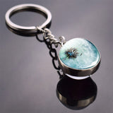 Dandelion Keychain Dandelion Art Picture Glass Ball Key Chains Double Side Cabochon Glass Pendant Metal Keyring Graduation Gifts