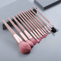 12pcs Wood Handle Pink Makeup Brushes Set Bag Foundation Eyebrow Comb Eyelash Spoolies Sponge Eyeshadow Brush Cosmetic Tool