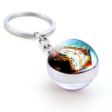 Salvador Dali Soft Watch At The Moment of Explosion Keychain Glass Ball Key Chain Metal Keyring Christmas Gifts