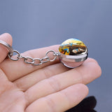 Salvador Dali Soft Watch At The Moment of Explosion Keychain Glass Ball Key Chain Metal Keyring Christmas Gifts