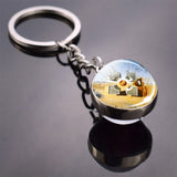 Salvador Dali Soft Watch At The Moment of Explosion Keychain Glass Ball Key Chain Metal Keyring Christmas Gifts