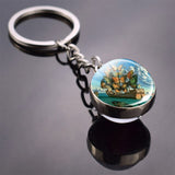 Salvador Dali Soft Watch At The Moment of Explosion Keychain Glass Ball Key Chain Metal Keyring Christmas Gifts