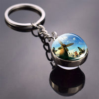 Salvador Dali Soft Watch At The Moment of Explosion Keychain Glass Ball Key Chain Metal Keyring Christmas Gifts