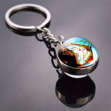 Salvador Dali Soft Watch At The Moment of Explosion Keychain Glass Ball Key Chain Metal Keyring Christmas Gifts