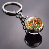 Gustav Klimt The Kiss Keychain Klimt Art Picture Glass Ball Key Chain Glass Cabochon Pendant Metal Keyring Christmas Gifts