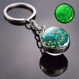 Luminous Van Gogh Sunflower Art Keychain Van Gogh Glass Ball Pendant Car Key Chain Key Ring Keyfob Bag Accessories Glow in Night