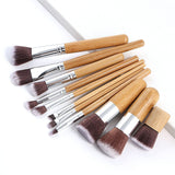 10pcs Makeup Brushes Set Professional Bamboo Kabuki Foundation Blending Blush Concealer Eye Face Powder Cosmetics Brush Kit