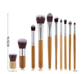 10pcs Makeup Brushes Set Professional Bamboo Kabuki Foundation Blending Blush Concealer Eye Face Powder Cosmetics Brush Kit