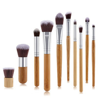 10pcs Makeup Brushes Set Professional Bamboo Kabuki Foundation Blending Blush Concealer Eye Face Powder Cosmetics Brush Kit