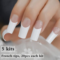 UV Shiny Black Clear Fake French Nail Tips Manicure Half Nails Tips Transparent Square French Nails DIY Nail extension Tips