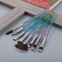 8pcs Diamond Fan Eye Makeup Brushes Set Professional Eyeshadow Eyelashes Lip Eyebrow Eyeliner Make Up Brush Kit Beauty Tools