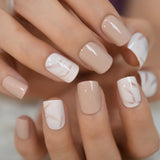 Holographic Silver Glitter Press On Nails Short Style Daily Wear Nude Pink Lady False Nails Oval Shape Nail Art Tips