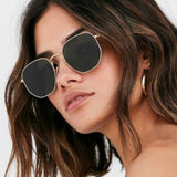 Vintage Metal Hexagonal Sunglasses Women/Men Retro Driving Mirror