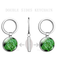 Clover Keychain Four Leaf Clover Glass Ball Double Side Pendant Metal Keyring Lucky Gift for Men