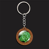 Clover Keychain Four Leaf Clover Glass Ball Double Side Pendant Metal Keyring Lucky Gift for Men