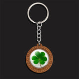 Clover Keychain Four Leaf Clover Glass Ball Double Side Pendant Metal Keyring Lucky Gift for Men