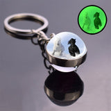 Luminous Horse Photo Glass Ball Keychain Silver Color Metal Pendant Boho Long Keyring Glowing In The Night Key Chain Wholesale