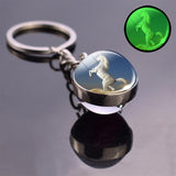 Luminous Horse Photo Glass Ball Keychain Silver Color Metal Pendant Boho Long Keyring Glowing In The Night Key Chain Wholesale