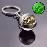 Luminous Horse Photo Glass Ball Keychain Silver Color Metal Pendant Boho Long Keyring Glowing In The Night Key Chain Wholesale