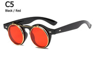 Vintage Round Steampunk Flip Up Sunglasses Classic Double Layer Clamshell Design Sun Glasses Oculos De Sol