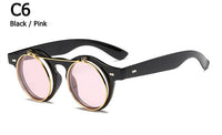 Vintage Round Steampunk Flip Up Sunglasses Classic Double Layer Clamshell Design Sun Glasses Oculos De Sol