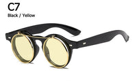 Vintage Round Steampunk Flip Up Sunglasses Classic Double Layer Clamshell Design Sun Glasses Oculos De Sol