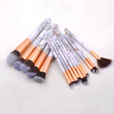 15Pcs Professional Makeup Brush Set Tools Powder Foundation Eyeshadow Lip Eyeliner Blush Make Up Kit Marble Brushes Set