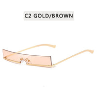 Classic Rectangle Semi-Rimless Sunglasses Sexy Women Metal Frame Colorful Lens Sun Glasses UV400