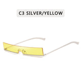 Classic Rectangle Semi-Rimless Sunglasses Sexy Women Metal Frame Colorful Lens Sun Glasses UV400