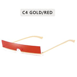 Classic Rectangle Semi-Rimless Sunglasses Sexy Women Metal Frame Colorful Lens Sun Glasses UV400