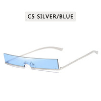 Classic Rectangle Semi-Rimless Sunglasses Sexy Women Metal Frame Colorful Lens Sun Glasses UV400