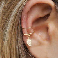 Ear Cuff Gold Leaves Non-Piercing Ear Clips Fake Cartilage Earring Jewelry For Women Men Wholesale gifts