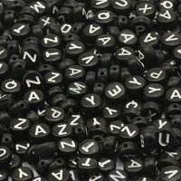 7mm Black White Mixed Letter Acrylic Beads Round Flat Alphabet Spacer Beads For Jewelry Making Handmade Diy Bracelet Necklace