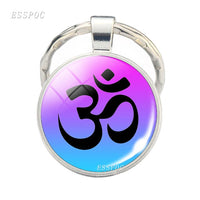 Yoga Om Key Chain Key Rings Holder Silver Color Metal Magic Symbol Zen Religion Keychain Religious Gifts