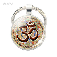 Yoga Om Key Chain Key Rings Holder Silver Color Metal Magic Symbol Zen Religion Keychain Religious Gifts