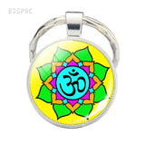 Yoga Om Key Chain Key Rings Holder Silver Color Metal Magic Symbol Zen Religion Keychain Religious Gifts