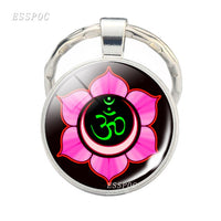 Yoga Om Key Chain Key Rings Holder Silver Color Metal Magic Symbol Zen Religion Keychain Religious Gifts