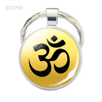 Yoga Om Key Chain Key Rings Holder Silver Color Metal Magic Symbol Zen Religion Keychain Religious Gifts