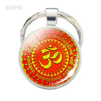 Yoga Om Key Chain Key Rings Holder Silver Color Metal Magic Symbol Zen Religion Keychain Religious Gifts