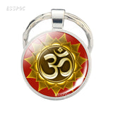 Yoga Om Key Chain Key Rings Holder Silver Color Metal Magic Symbol Zen Religion Keychain Religious Gifts