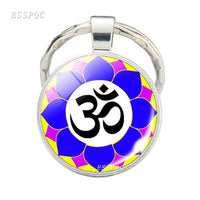 Yoga Om Key Chain Key Rings Holder Silver Color Metal Magic Symbol Zen Religion Keychain Religious Gifts