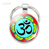 Yoga Om Key Chain Key Rings Holder Silver Color Metal Magic Symbol Zen Religion Keychain Religious Gifts