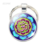 Yoga Om Key Chain Key Rings Holder Silver Color Metal Magic Symbol Zen Religion Keychain Religious Gifts