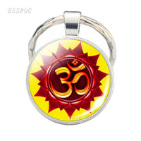 Yoga Om Key Chain Key Rings Holder Silver Color Metal Magic Symbol Zen Religion Keychain Religious Gifts