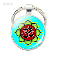 Yoga Om Key Chain Key Rings Holder Silver Color Metal Magic Symbol Zen Religion Keychain Religious Gifts