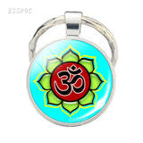 Yoga Om Key Chain Key Rings Holder Silver Color Metal Magic Symbol Zen Religion Keychain Religious Gifts