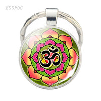 Yoga Om Key Chain Key Rings Holder Silver Color Metal Magic Symbol Zen Religion Keychain Religious Gifts