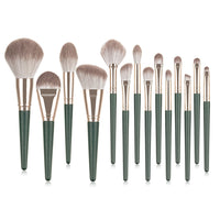 14pcs Soft Natural Hair Green Makeup Brushes Set Professional Foundation Powder Blush Eyeshadow Eyebrow Beauty Cosmetic Tool